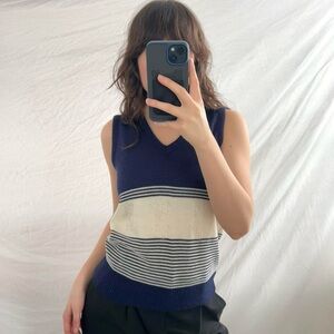 Elegant Striped Sleeveless Knit Top